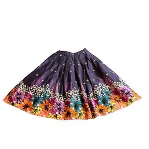 Women's Purple Floral Fairycore Full Circle Midi Skirt Lined‎ Tulle Cosplay UK 8